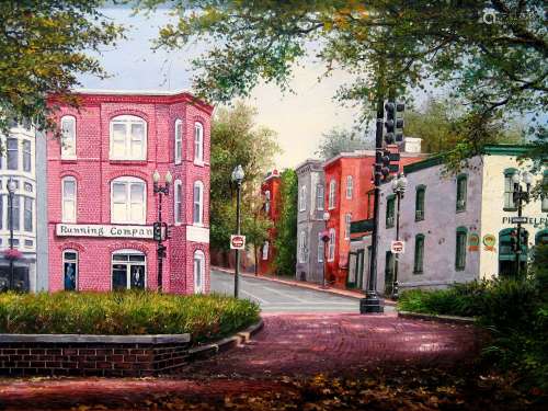 34th and M Street, Georgetwon. Oil Painting on Canvas, by B. Jung.