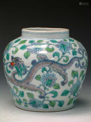 Chinese doucai porcelain jar.