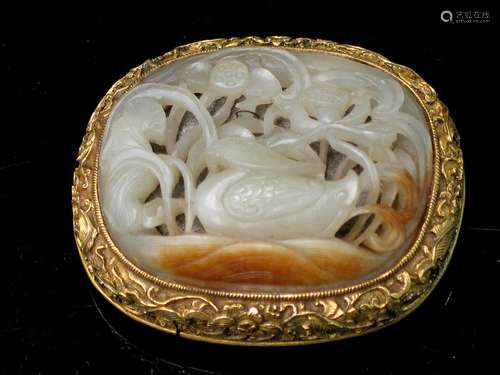 Chinese carved jade belt buckle.