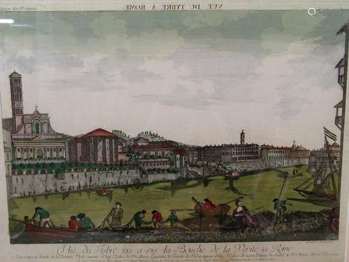 VUE DU TYBRE A ROME. Lithograph.