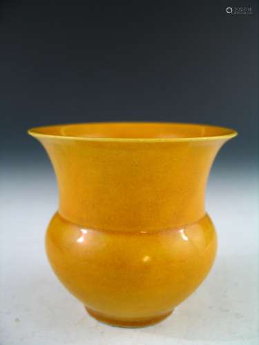 Chinese yellow glazed porcelain vase, marked.