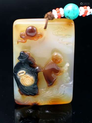 Chinese carved agate plaque.