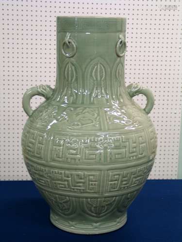 Large Chinese celadon porcelain vase. Yongzheng Mark.