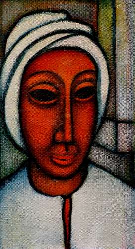 Woman in White Turban, Gouache on Board, by Charles Sebree