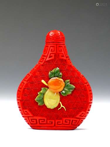 Chinese cinnabar snuff bottle.