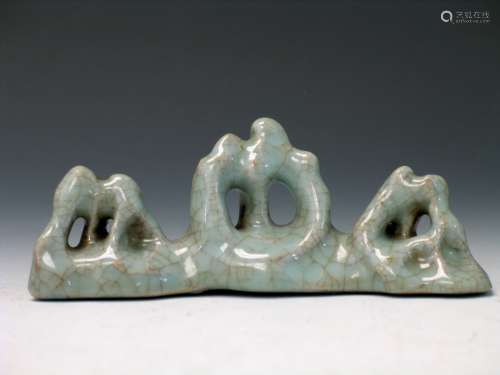 Chinese celadon porcelain brush stand.