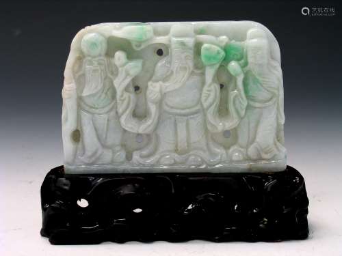 Chinese carved jadeite table screen.