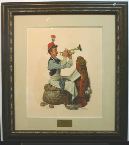 Norman Rockwell, Trumpeter, Limited Edition Artist Proof Lithograph, Signed by Artist. Framed size is 38