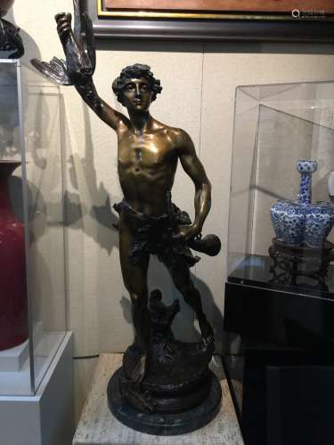 Adrien Etienne Gaudez bronze statue of Acteon.