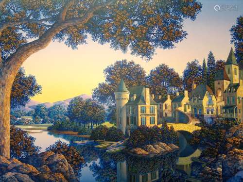 Hotel L'Ecluse, Serigraph on panel, by Jim Buckels.