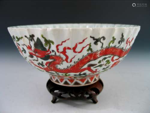 Chinese Famille Verte Porcelain Bowl.