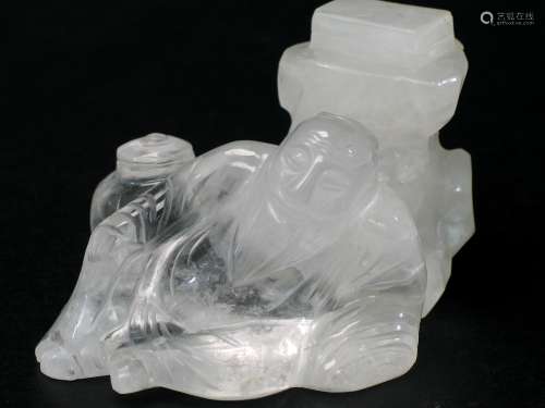 Chinese rock crystal carving of an old man. Qing dynasty.