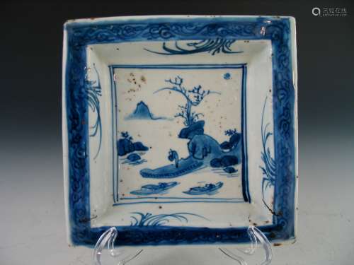 Chinese blue and white porcelain dish.