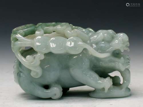 Chinese carved jadeite qilin.