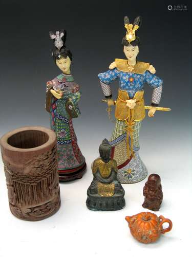 A group of 6 Asian decorative items.