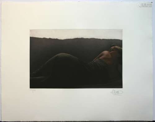 Willi Kissmer, Leigende, Limited Edition Aquatint Etching, signed by Artist. Paper size is 20