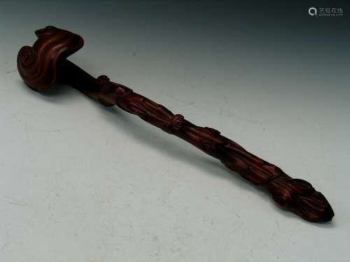 Chinese carved wood ruyi scepter