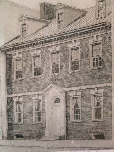 Gadsby's Tavern, Alexandria, Virginia, Etching, signed by Don Swann.