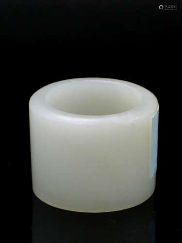 Chinese white jade thumb ring.