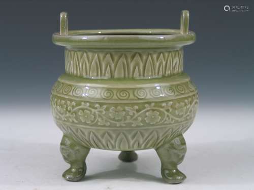 Chinese Celedon porcelain Incense Burner.