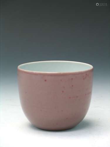 Chinese peachbloom glazed porcelain cup with qianlong mark.