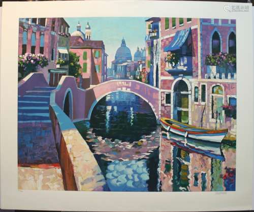Howard Behrens, Reflections of Venice, Limited Edition Serigraph on paper. Signed by Artist. Paper Size is 36.5
