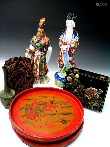 A group of Chinese decorative items.