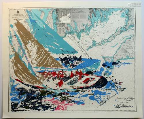 LeRoy Neiman, America's Cup, Serigraph print, Signed by Artist. Paper size is 25.75