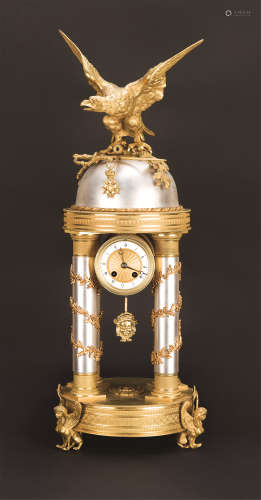 18世纪 圆顶廊柱金银配台式钟 （一件）