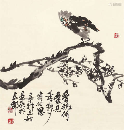 李明 2011年作 梅花小鸟 镜心 设色纸本