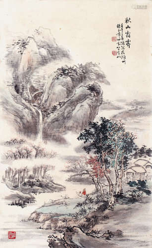 张玉峰（b.1915）秋山霜霁 设色纸本  镜心