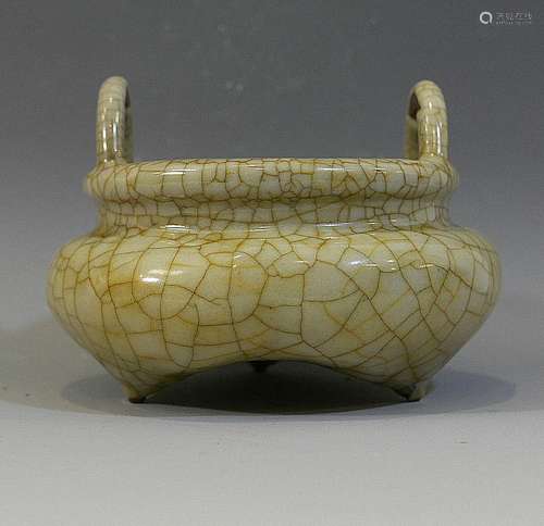 ANTIQUE CHINESE GE WARE PORCELAIN CENSER - QING DYNASTY OR EARLIER