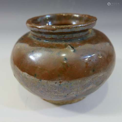 ANTIQUE CHINESE BROWN GLAZE JIZHOU WARE JAR - SONG DYNASTY