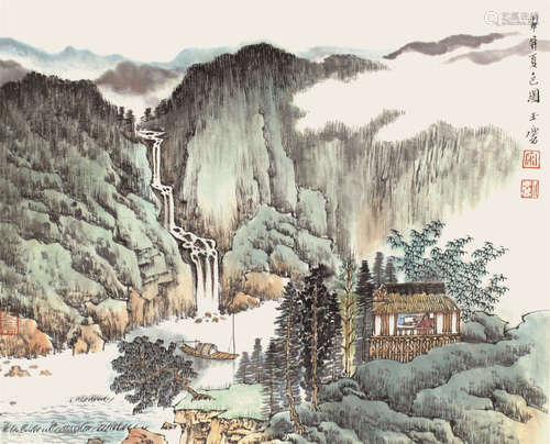 宋玉麟 山水 镜框