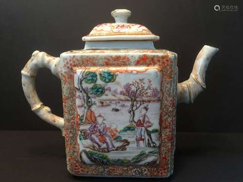 ANTIQUE Huge Chinese Mandarin Palette Teapot, 18th C, Qianlong Period. 8