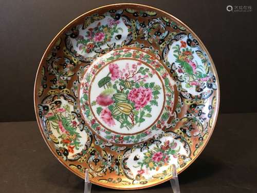 ANTIQUE Chinese Famille Rose Butterfly plate, 19th Century, 8