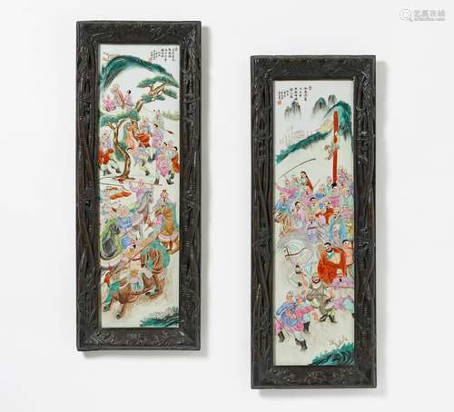 PAIR OF PLATES WITH THE A LIANG SHAN MARSH SCENE.