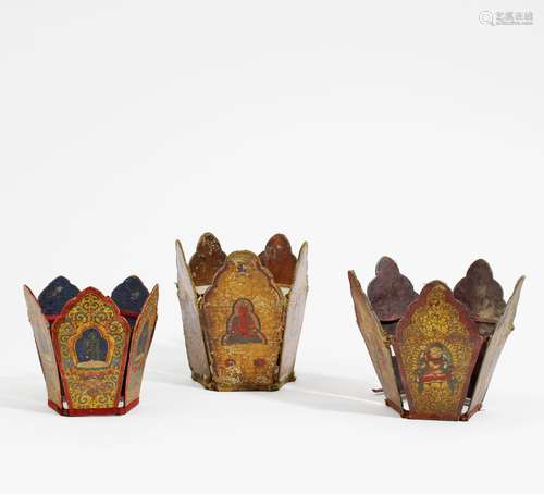 THREE TANTRIC CROWNS.