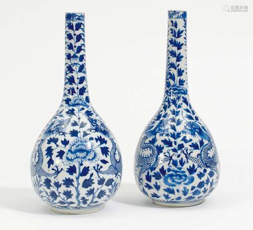 PAIR LONG NECKed VASES.