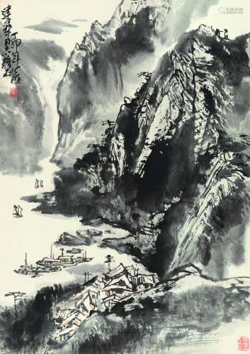 郭公达 1987年作 山水 立轴 水墨纸本