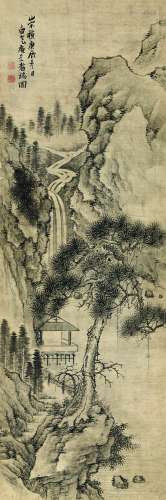 张瑞图 1640年作 山水 立轴 水墨纸本