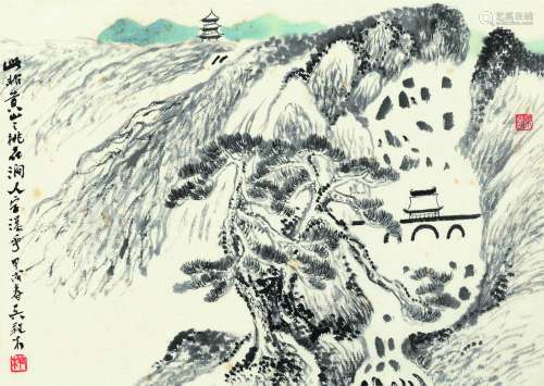 吴养木 1994年作 山水 镜框 设色纸本