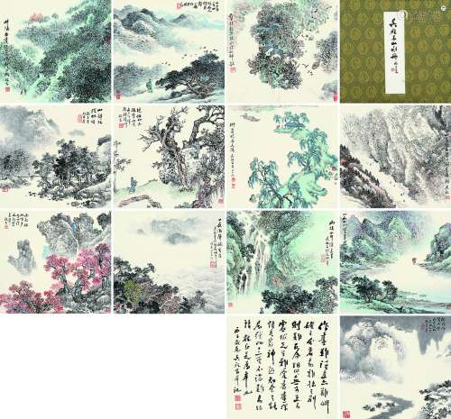 吴养木 2008年作 山水 册页 （十二开） 设色纸本