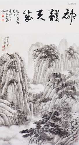 XIE ZHILIU (1910-1997), CHEN PEIQIU, LANDSCAPE AND CALLIGRAPHY