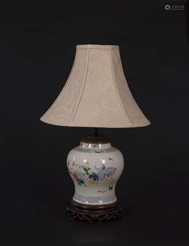 Yong Zheng -An Famille-Rose “Boys At Play” Vase Lamp