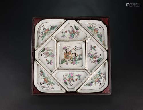 Late Qing /Republic-A Set Of Famille Glazed