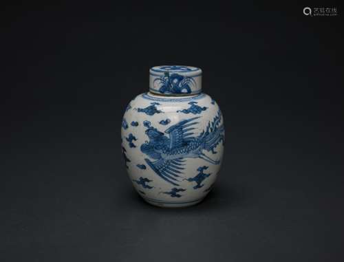 Qing-A Blue And White ‘Double Phoenix’ Cover Jug