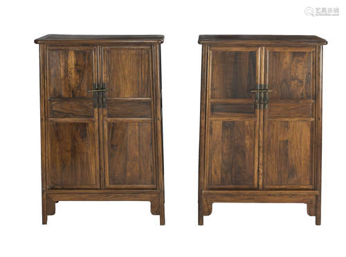 A Pair Of Huanghuali Round-Corner Tapered Cabinet