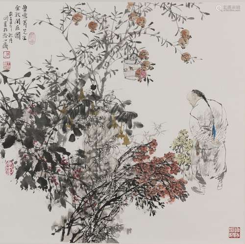 Wang Ming Ming (B.1952) Ink And Color On Paper, Hanging Scroll