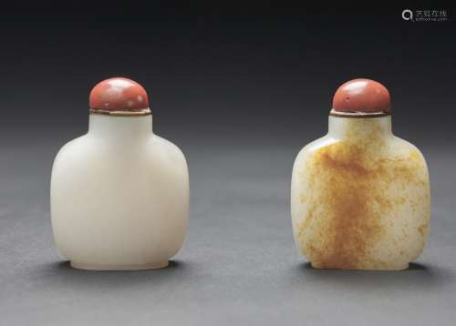 Qing - A White Jade Russet Skin Snuff Bottle